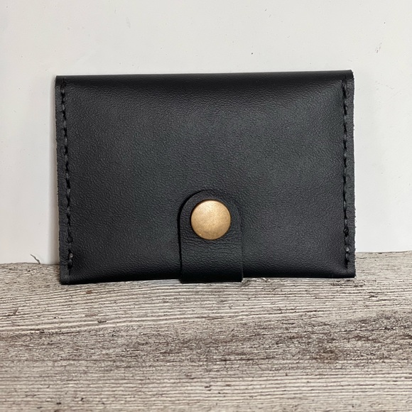 Handmade Black Leather Card Holder Elephant - Picture 2 of 5